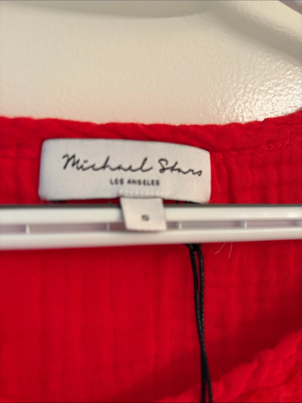 Michael Stars Red Short Sleeve Cotton Gauze Top - Picture 2 of 5